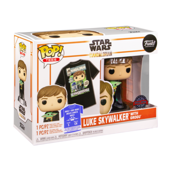 Kit Funko Luke Skywalker with Grogu + Exclusive Bundle Tee T-shirt